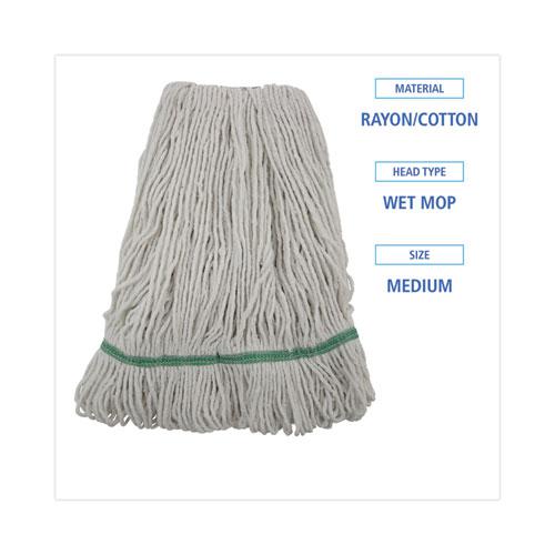 Mop Head, Premium Standard Head, Cotton/Rayon Fiber, Medium, White. Picture 2