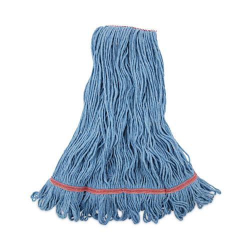 Super Loop Wet Mop Head, Cotton/Synthetic Fiber, 1" Headband, Large Size, Blue, 12/Carton. The main picture.