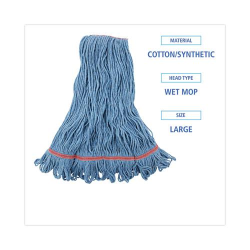 Super Loop Wet Mop Head, Cotton/Synthetic Fiber, 1" Headband, Large Size, Blue, 12/Carton. Picture 2