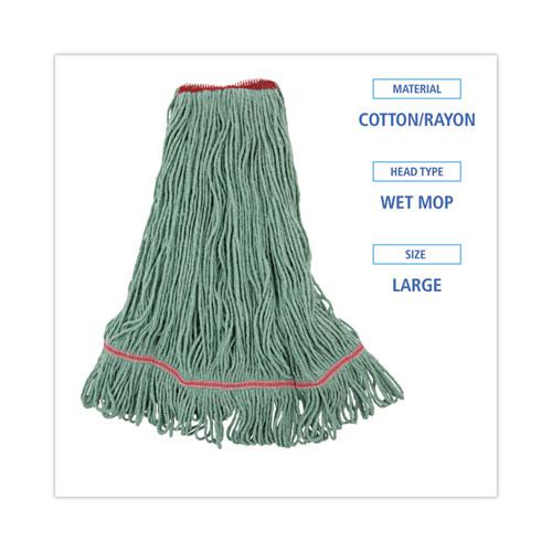 Mop Head, Premium Standard Head, Cotton/Rayon Fiber, Large, Green. Picture 2