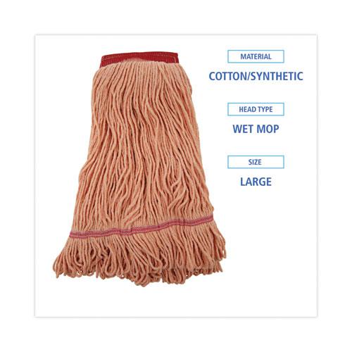 Super Loop Wet Mop Head, Cotton/Synthetic Fiber, 5" Headband, Large Size, Orange, 12/Carton. Picture 2