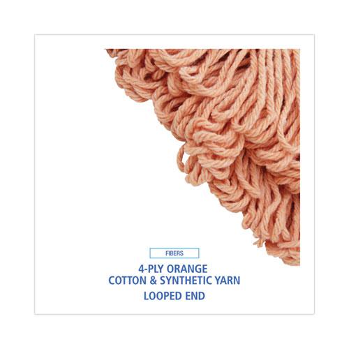 Super Loop Wet Mop Head, Cotton/Synthetic Fiber, 5" Headband, Large Size, Orange, 12/Carton. Picture 4