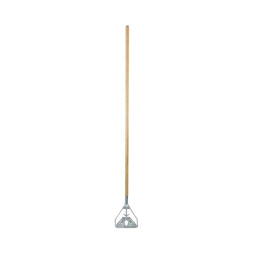 Screw Clamp Metal Head Wooden Mop Handle, #20+, 1.13" dia x 62", Natural. Picture 1