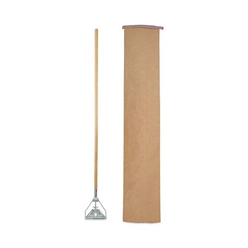 Screw Clamp Metal Head Wooden Mop Handle, #20+, 1.13" dia x 62", Natural. Picture 6