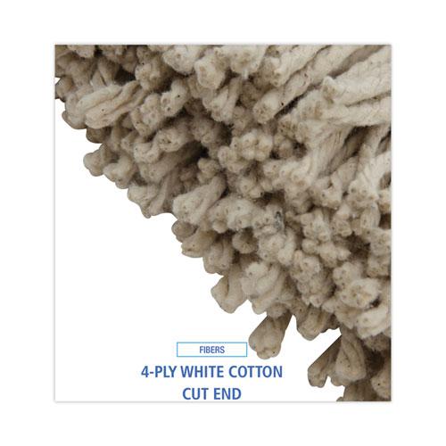 Cut-End Lie-Flat Wet Mop Head, Cotton, 16oz, White, 12/Carton. Picture 4