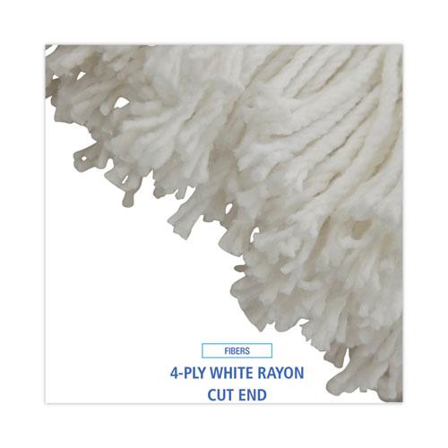 Cut-End Lie-Flat Wet Mop Head, Rayon, 16oz, White, 12/Carton. Picture 4