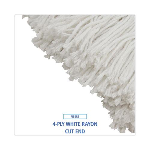 Cut-End Lie-Flat Wet Mop Head, Rayon, 24oz, White, 12/Carton. Picture 4