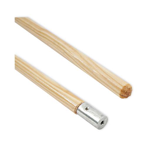Lie-Flat Screw-In Mop Handle, Lacquered Wood, 1.13" dia x 60", Natural. Picture 4