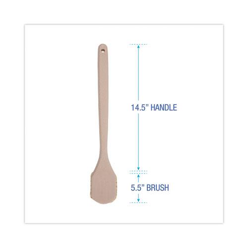 Utility Brush, Cream Tampico Bristles, 5.5" Brush, 14.5" Tan Plastic Handle. Picture 2