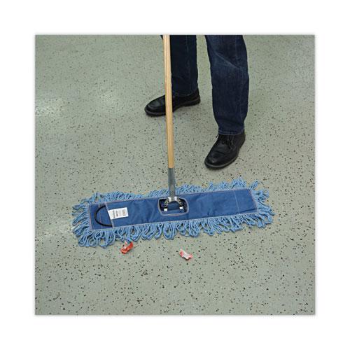 Dry Mopping Kit, 24 x 5 Blue Synthetic Head, 60" Natural Wood/Metal Handle. Picture 5