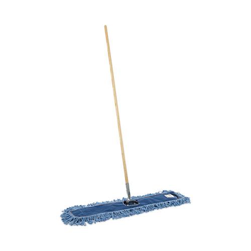 Dry Mopping Kit, 36 x 5 Blue Blended Synthetic Head, 60" Natural Wood/Metal Handle. Picture 1