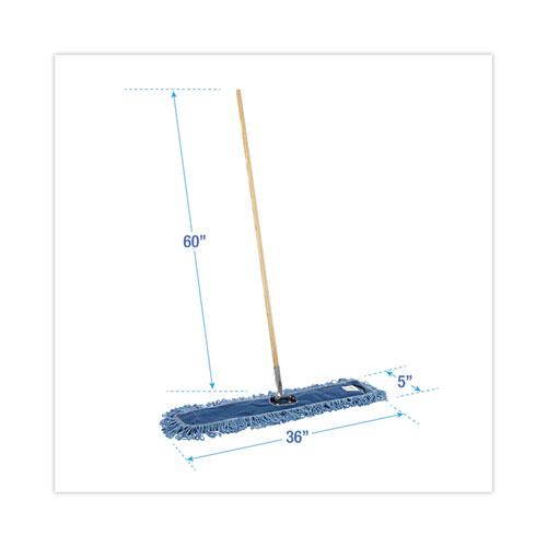 Dry Mopping Kit, 36 x 5 Blue Blended Synthetic Head, 60" Natural Wood/Metal Handle. Picture 2