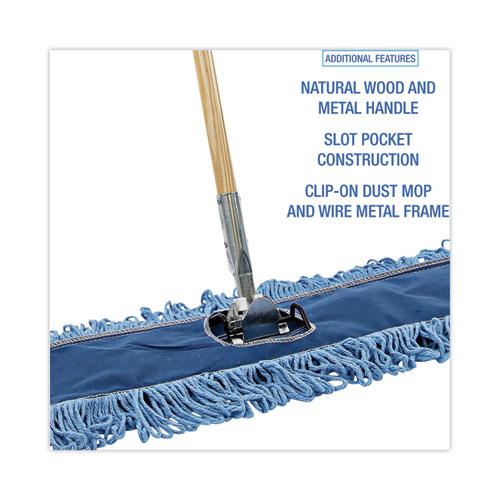 Dry Mopping Kit, 36 x 5 Blue Blended Synthetic Head, 60" Natural Wood/Metal Handle. Picture 3