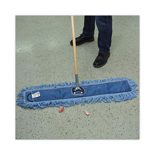 Dry Mopping Kit, 36 x 5 Blue Blended Synthetic Head, 60" Natural Wood/Metal Handle. Picture 5