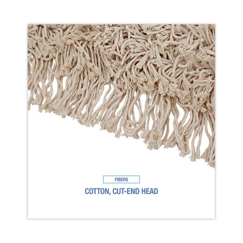 Cotton Dry Mopping Kit, 24 x 5 Natural Cotton Head, 60" Natural Wood Handle. Picture 4