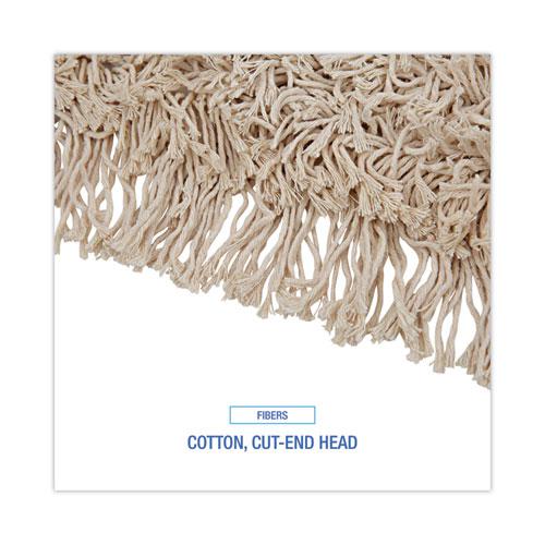Cotton Dry Mopping Kit, 36 x 5 Natural Cotton Head, 60" Natural Wood Handle. Picture 4