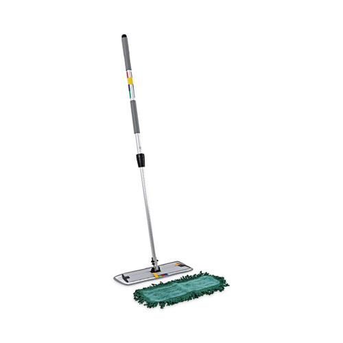 Microfiber Cleaning Kit, 18" Wide Blue/Green Microfiber Head, 35" to 60" Gray Aluminum Handle. Picture 1