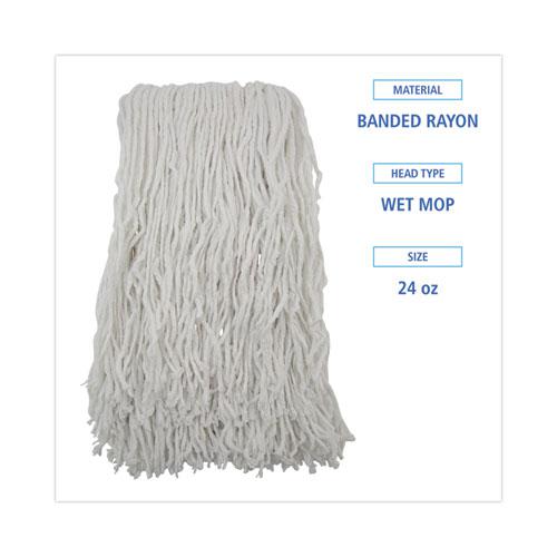 Banded Rayon Cut-End Mop Heads, #24, White, 1.25" Headband, 12/Carton. Picture 2