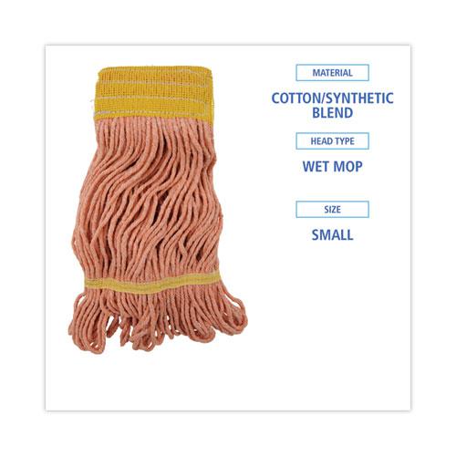 Super Loop Wet Mop Head, Cotton/Synthetic Fiber, 5" Headband, Small Size, Orange, 12/Carton. Picture 2