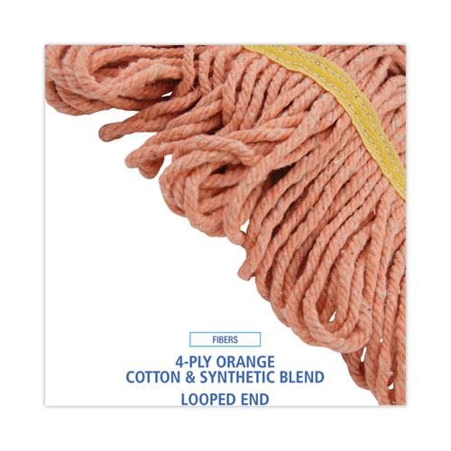 Super Loop Wet Mop Head, Cotton/Synthetic Fiber, 5" Headband, Small Size, Orange, 12/Carton. Picture 4