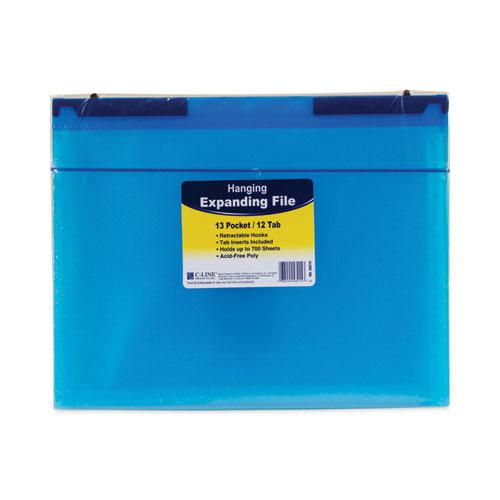 Expanding File with Hang Tabs, Pre-Printed Index-Tab Inserts, 12 Sections, 1" Capacity, Letter Size, 1/6-Cut Tabs, Blue. Picture 1