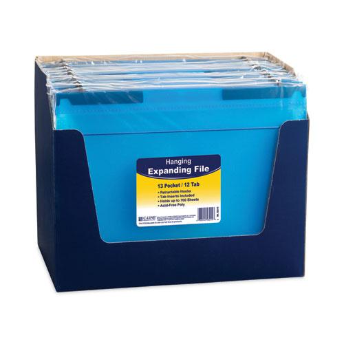 Expanding File with Hang Tabs, Pre-Printed Index-Tab Inserts, 12 Sections, 1" Capacity, Letter Size, 1/6-Cut Tabs, Blue. Picture 2