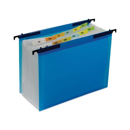 Expanding File with Hang Tabs, Pre-Printed Index-Tab Inserts, 12 Sections, 1" Capacity, Letter Size, 1/6-Cut Tabs, Blue. Picture 3