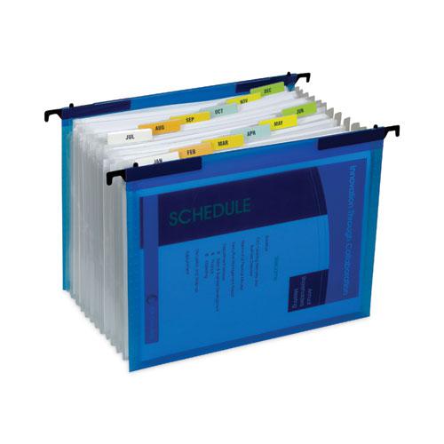 Expanding File with Hang Tabs, Pre-Printed Index-Tab Inserts, 12 Sections, 1" Capacity, Letter Size, 1/6-Cut Tabs, Blue. Picture 5