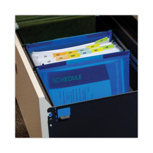 Expanding File with Hang Tabs, Pre-Printed Index-Tab Inserts, 12 Sections, 1" Capacity, Letter Size, 1/6-Cut Tabs, Blue. Picture 6