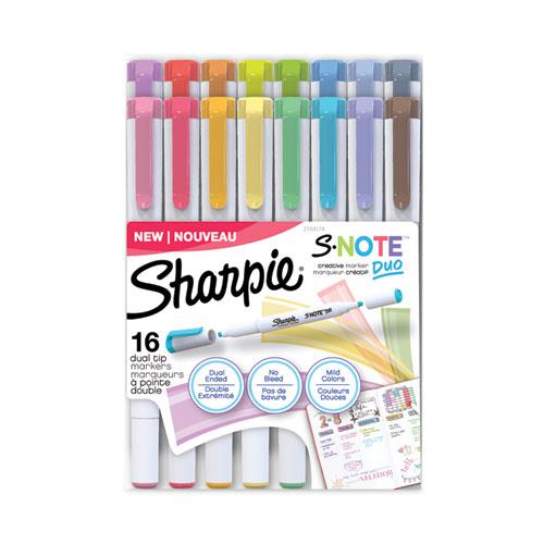 S-Note Creative Markers, Assorted Ink Colors, Bullet/Chisel Tip, White Barrel, 16/Pack. Picture 1