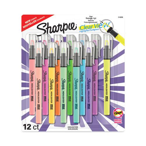 Clearview Pen-Style Highlighter, Assorted Ink Colors, Chisel Tip, Assorted Barrel Colors, 12/Pack. Picture 1