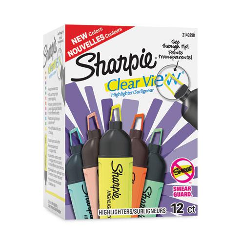 Clearview Tank-Style Highlighter, Assorted Ink Colors, Chisel Tip, Assorted Barrel Colors, 12/Pack. Picture 1