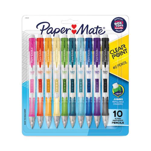 Clear Point Mechanical Pencil, 0.7 mm, HB (#2), Black Lead, Assorted Barrel Colors, 10/Pack. Picture 1