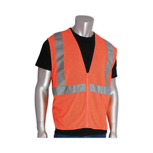 Zipper Safety Vest, X-Large, Hi-Viz Orange. Picture 2