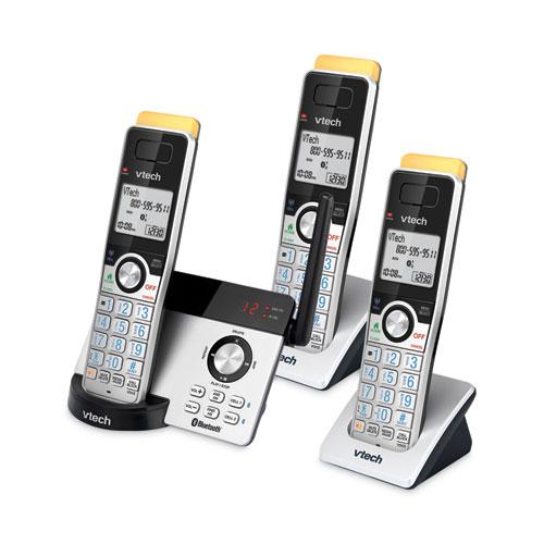 80-2151-02 Three-Handset Connect to Cell Cordless Telephone, Black/Silver. Picture 1