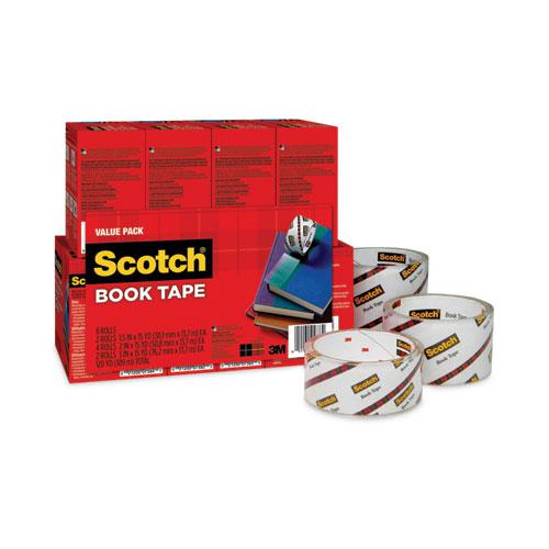 Book Tape Value Pack, 3" Core, (2) 1.5" x 15 yds, (4) 2" x 15 yds, (2) 3" x 15 yds, Clear, 8/Pack. Picture 6