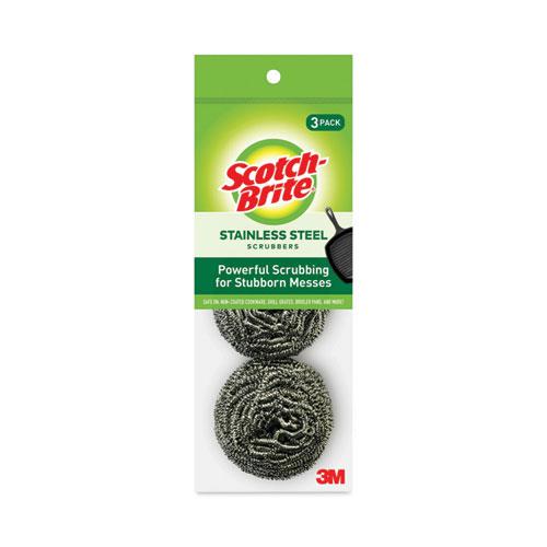 Metal Scrubbing Pads, 2.25 x 2.75, Silver, 3/Pack, 8 Packs/Carton. Picture 2
