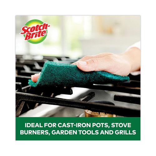 Heavy-Duty Scouring Pad, 3.8 x 6, Green, 5/Carton. Picture 6