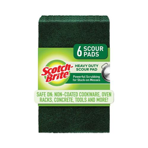 Heavy-Duty Scouring Pad, 3.8 x 6, Green, 5/Carton. Picture 1