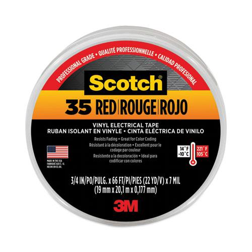 Scotch 35 Vinyl Electrical Color Coding Tape, 3" Core, 0.75" x 66 ft, Red. Picture 1