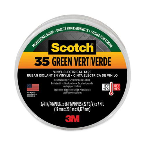 Scotch 35 Vinyl Electrical Color Coding Tape, 3" Core, 0.75" x 66 ft, Green. Picture 1