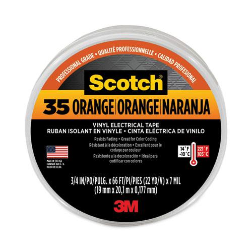 Scotch 35 Vinyl Electrical Color Coding Tape, 3" Core, 0.75" x 66 ft, Orange. Picture 1