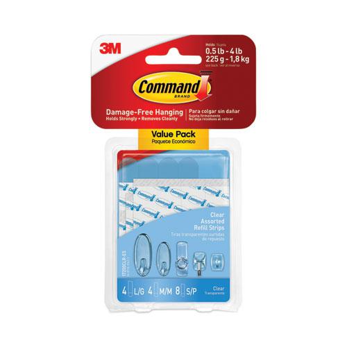Assorted Refill Strips, Removable, (8) Small 0.75 x 1.75, (4) Medium 0.75 x 2.75, (4) Large 0.75 x 3.75, Clear, 16/Pack. Picture 2