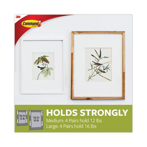 Picture Hanging Strips, Value Pack, Removable, (8) Large 0.63 x 3.63 Pairs, (4) Medium 0.5 x 2.75 Pairs, White. Picture 5