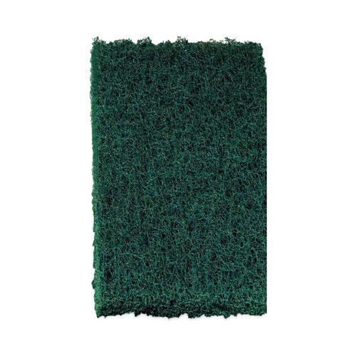 Heavy-Duty Scour Pad, 3.8 x 6, Green, 10/Carton. Picture 4