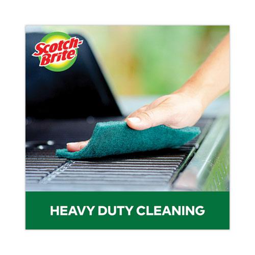 Heavy-Duty Scour Pad, 3.8 x 6, Green, 10/Carton. Picture 8