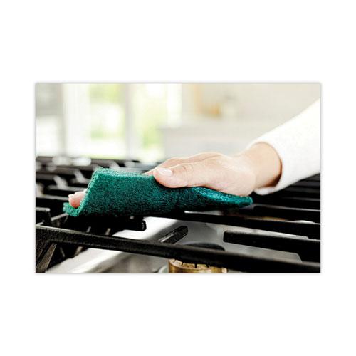 Heavy-Duty Scour Pad, 3.8 x 6, Green, 10/Carton. Picture 11