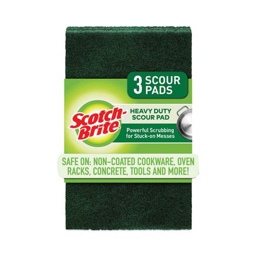 Heavy-Duty Scour Pad, 3.8 x 6, Green, 10/Carton. Picture 1