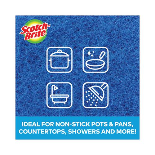 Non-Scratch Scour Pads, Size 3 x 6, Blue, 10/Carton. Picture 5