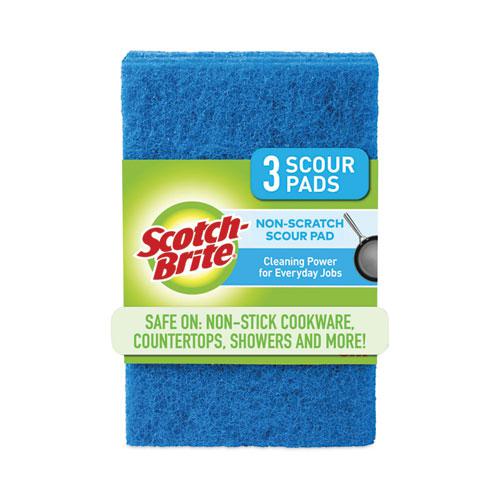 Non-Scratch Scour Pads, Size 3 x 6, Blue, 10/Carton. Picture 1